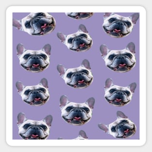 1980s light purple puppy dog pattern french bulldog Sticker